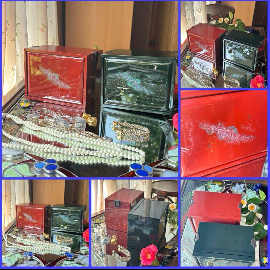 K様へ感謝お嫁入JAPAN輪島螺鈿蒔絵宝石箱「銀河-翠みどり」2点