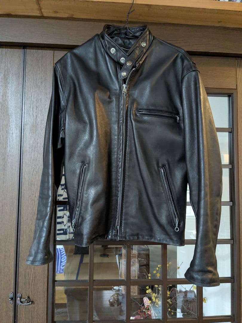 schott☆レザーシングルライダースジャケット ブラック