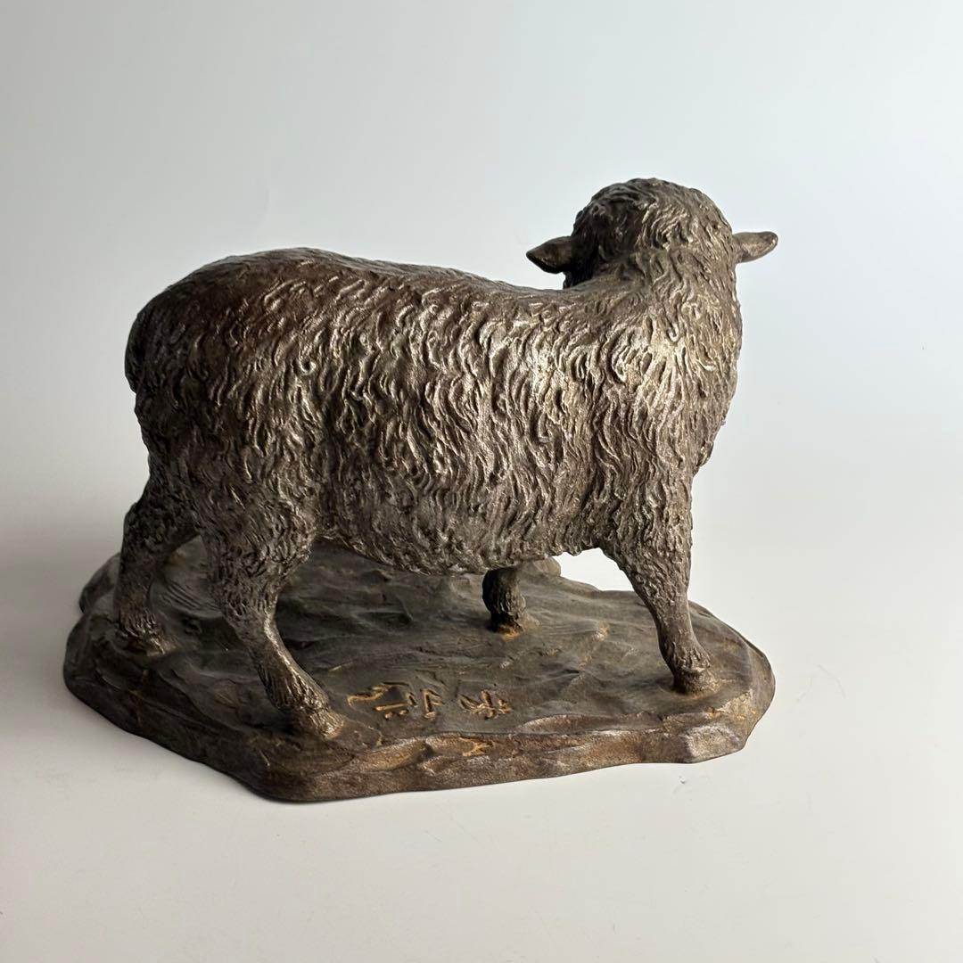 芳山 ブロンズ 銅器 親子羊 置物 飾物 鋳銅 縁起物