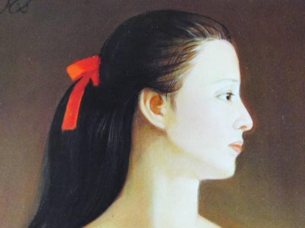 沢田 憲良、赤いリボン、希少画集の一部、 新品高級額装付