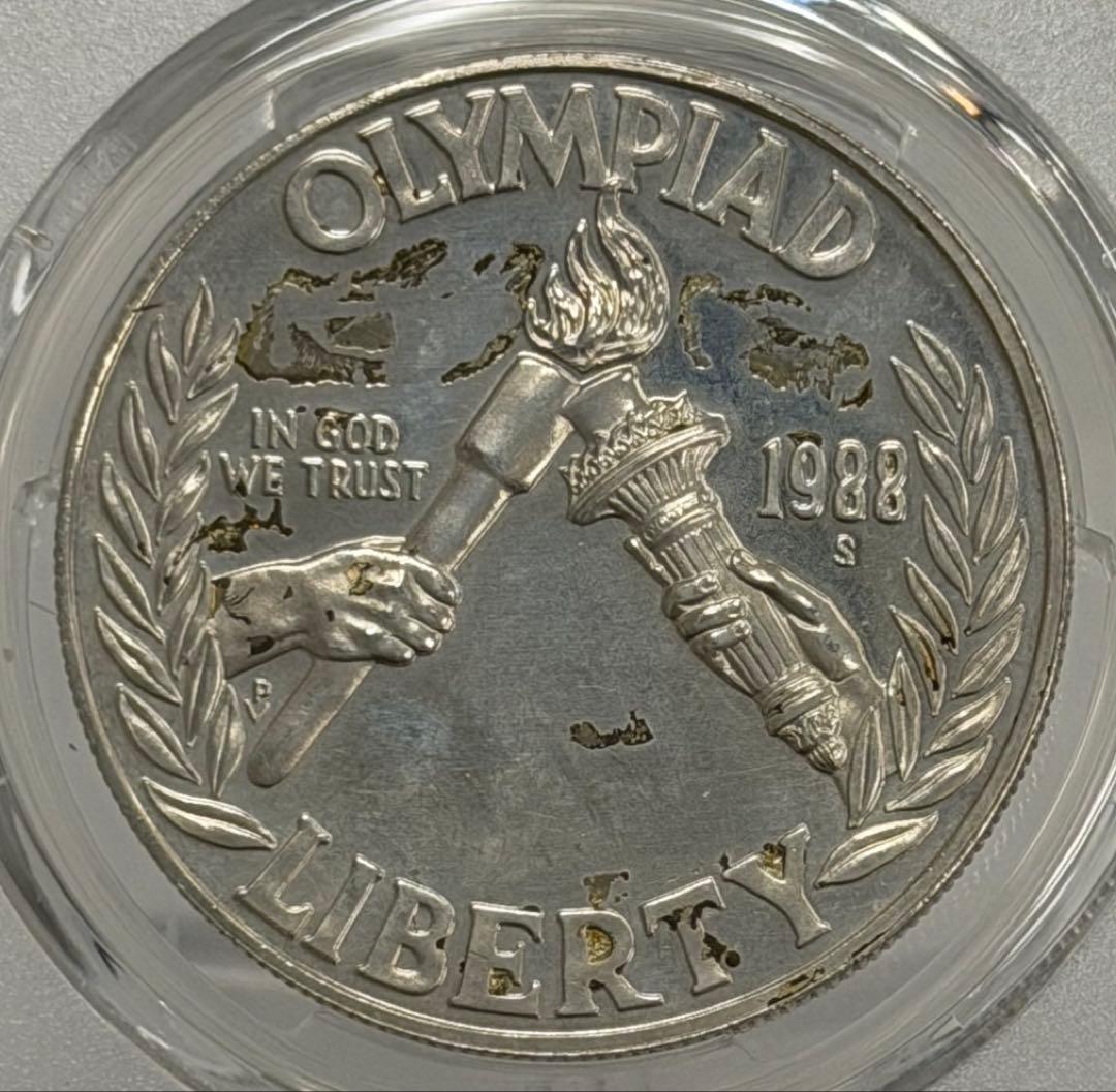 1988年アメリカオリンピックトーチ記念1ドル大型銀貨 PCGS認定