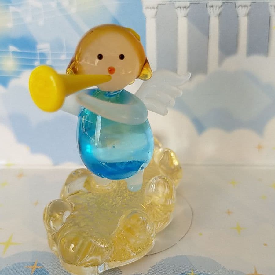 ガラス細工  エンジェル・イルカ音楽隊 セット