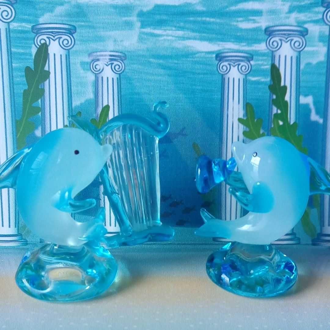 ガラス細工  エンジェル・イルカ音楽隊 セット