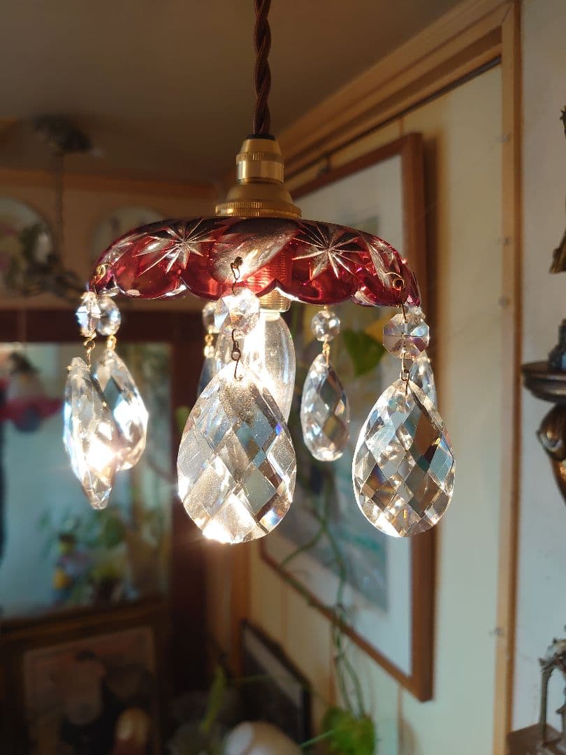 「売約済」BOHEMIA GLASS ボヘミアクリスタル 切子プチシャンデリア