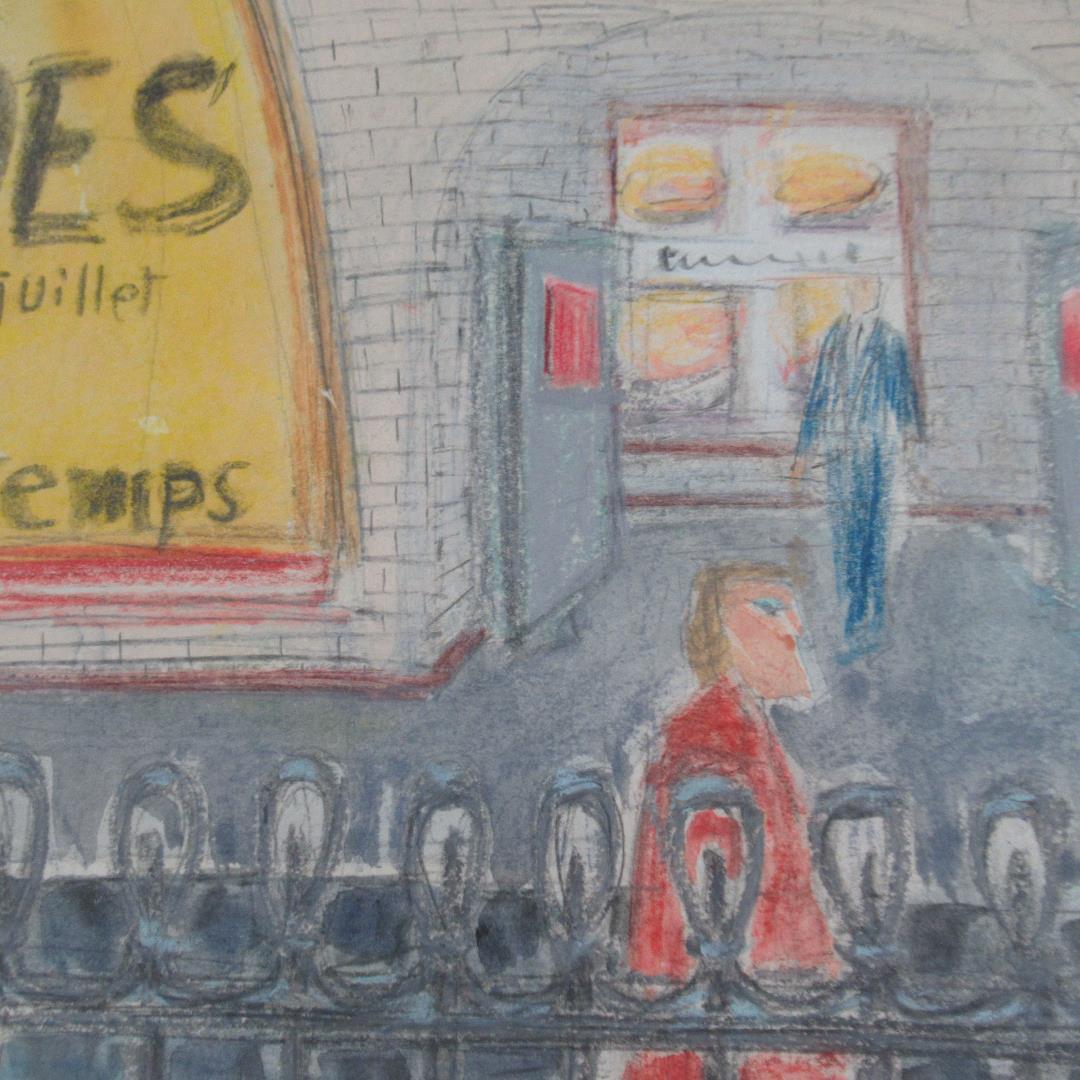 西村功　「メトロホーム」　 水彩・コンテ　大判　安井賞作家