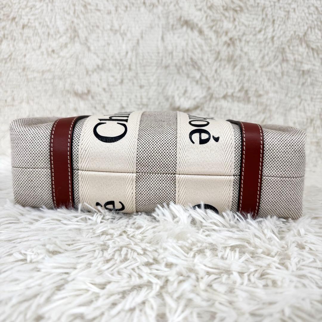 Chloe クロエ ウッディ スモールトートバッグ ハンドバッグ アイボリー