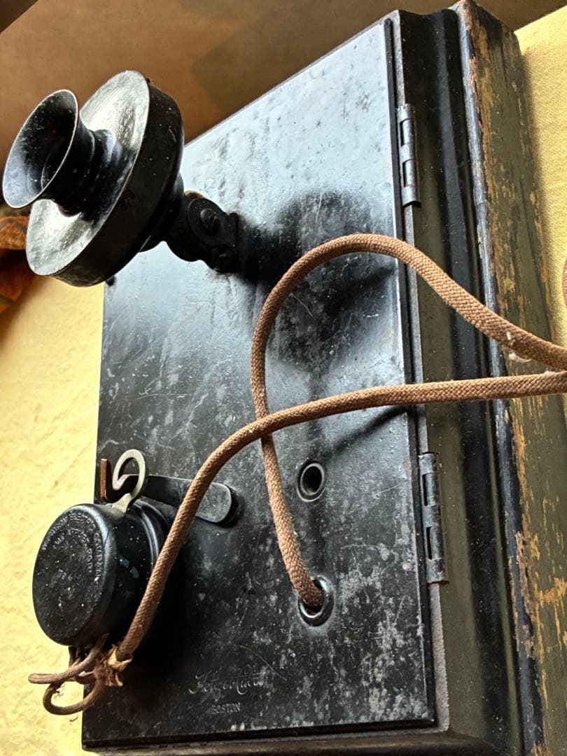 アンティーク　壁掛け式　電話機　室内電話　ベル　木製　呼び鈴　Bell　アメリカ