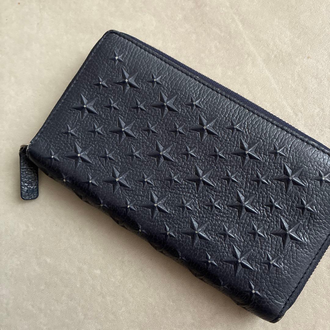 JIMMY CHOO 星型エンボス加工 長財布 ネイビー