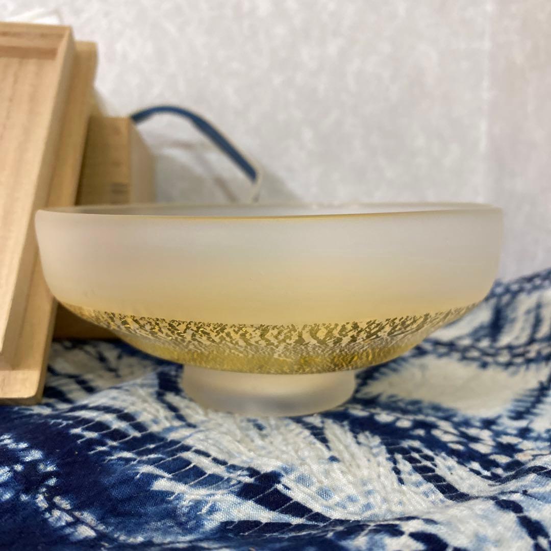 人間国宝　藤田喬平　手吹硬質金彩茶碗 茶道具