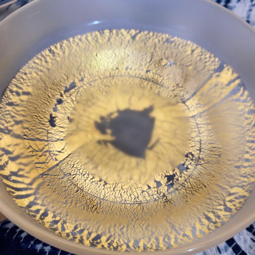 人間国宝　藤田喬平　手吹硬質金彩茶碗 茶道具