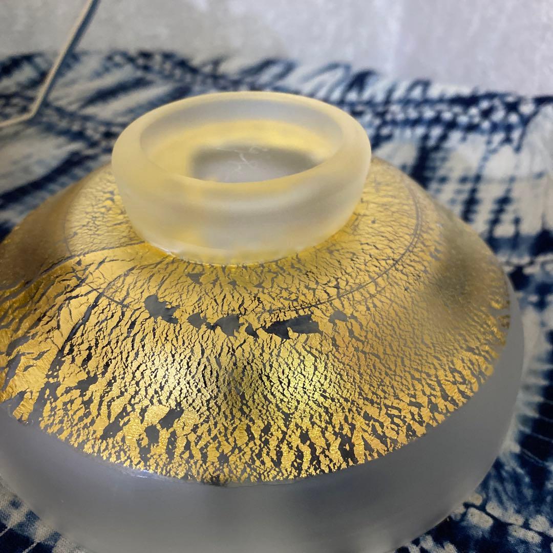 人間国宝　藤田喬平　手吹硬質金彩茶碗 茶道具