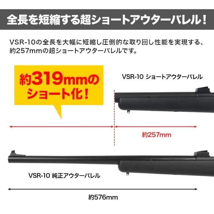 ライラクス VSR-10 ショートアウターバレル&インナーバレル120mm