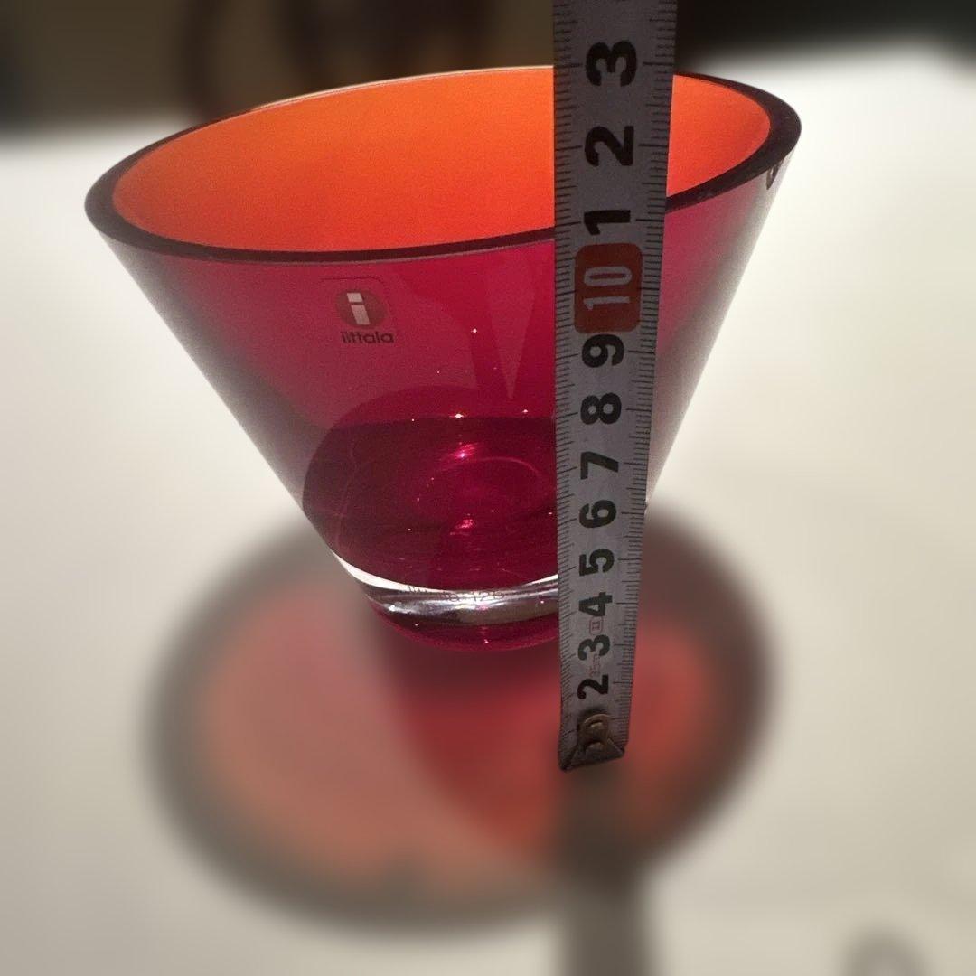  コーン型ガラス置物 赤/オレンジ