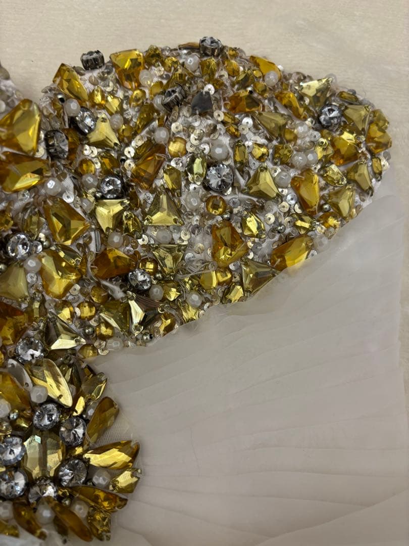 JEAN MACLEANビーズ装飾 ナイトドレス ホワイト ミニドレス 9号