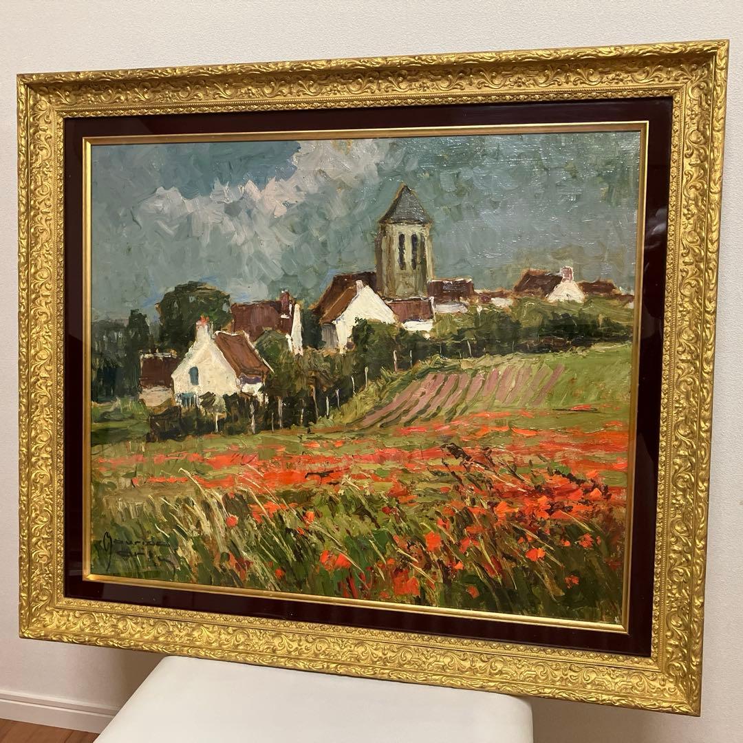 モーリスマルタン印象派風景画 金色フレーム付き15Ｆ