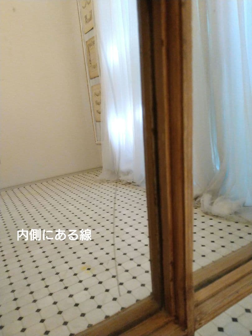 ※〜1/18限定価格※　フランスアンティークミラー　パイン材　窓枠デザイン