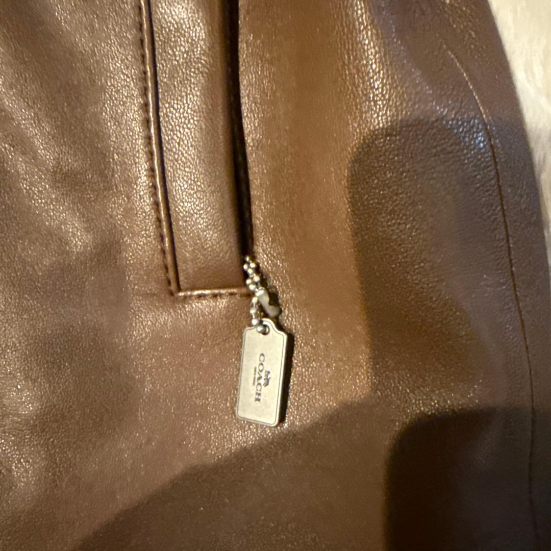 ち*い様 COACH ブラウン レザー シングルライダース週末限定値下げ