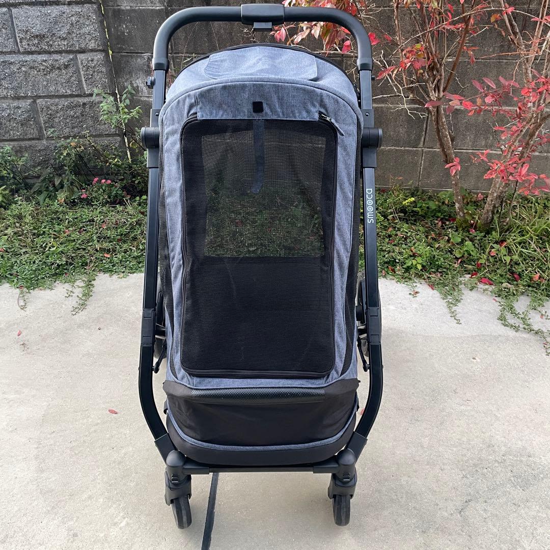 美品 smooca ペットカート キャリー 大型 中型 35kg デニム調 犬猫