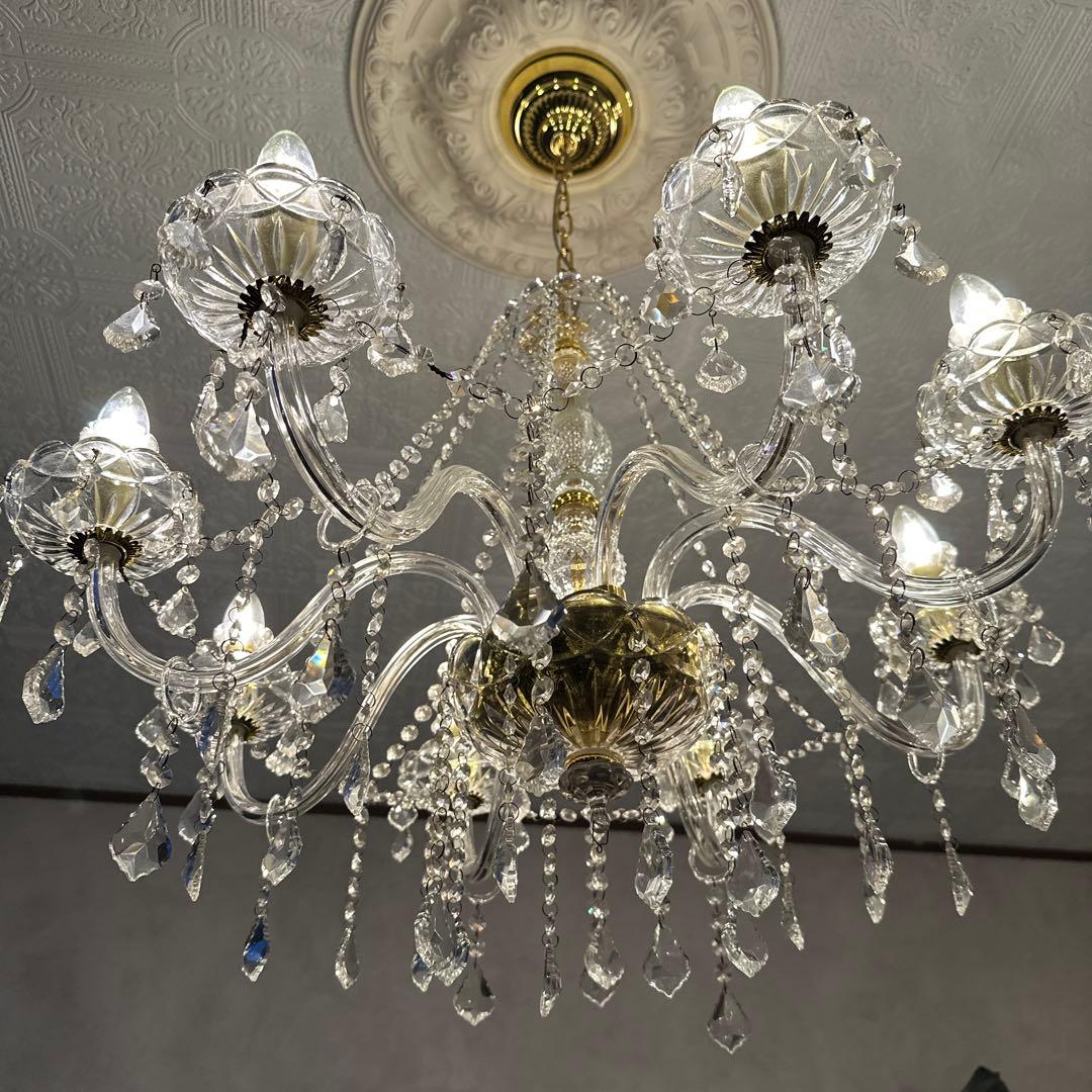 ヴィンテージ　美しすぎるガラスのシャンデリア　引き取り限定