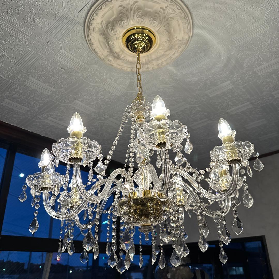 ヴィンテージ　美しすぎるガラスのシャンデリア　引き取り限定