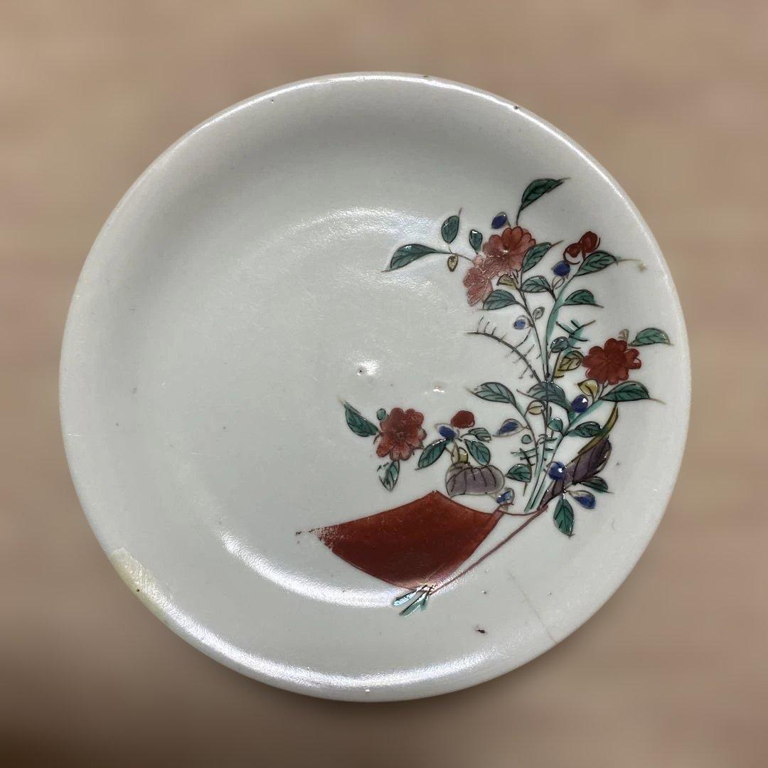 色九谷　草花文　皿