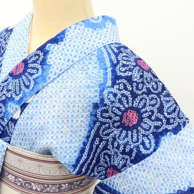 専用Y3483◆美品 有松鳴海絞り 綿 仕付け糸付 手縫い仕立て 高級浴衣