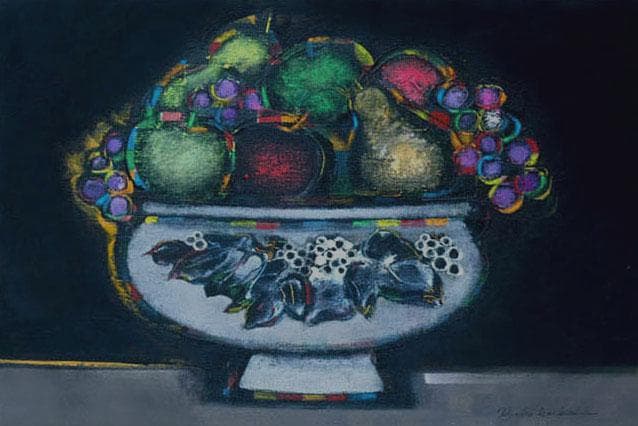 油絵 絵 絵画 インテリア 額付(白) uF6-062004 静物 果物と器