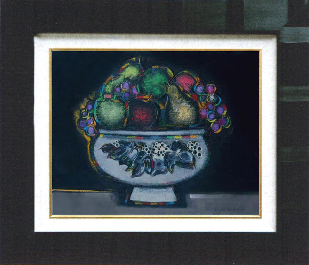 油絵 絵 絵画 インテリア 額付(白) uF6-062004 静物 果物と器