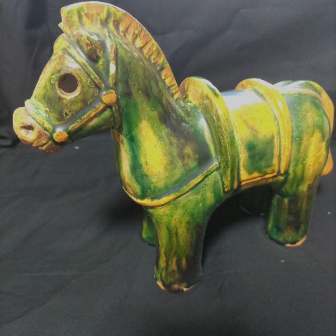 【322】三彩釉午　干支置物　祝峰造　アンティーク