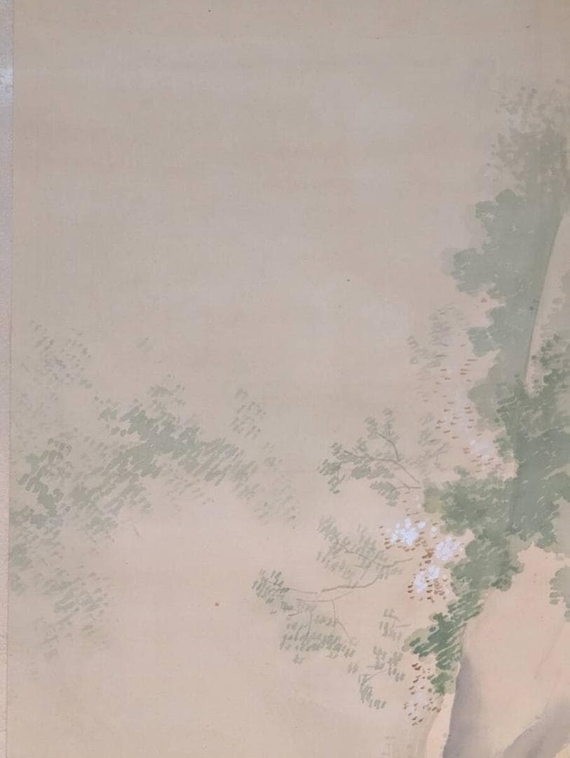 【真作】掛軸　山路の旅人図　秋の情景　南画風山水画　文人山水の佳作　T106