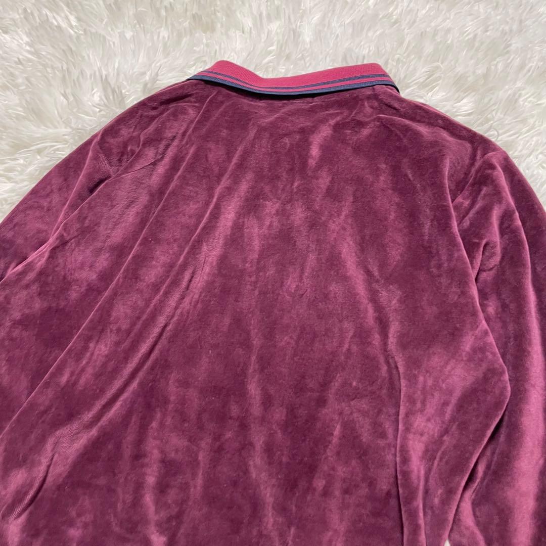 美品　FRED PERRY フレッドペリー　ベロア　ポロシャツ　長袖　刺繍ロゴ