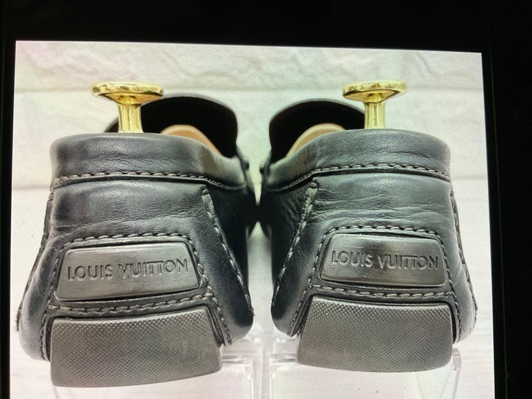 ルイヴィトン モンテカルロ ドライビングシューズ ロゴ シルバー金具 26.5