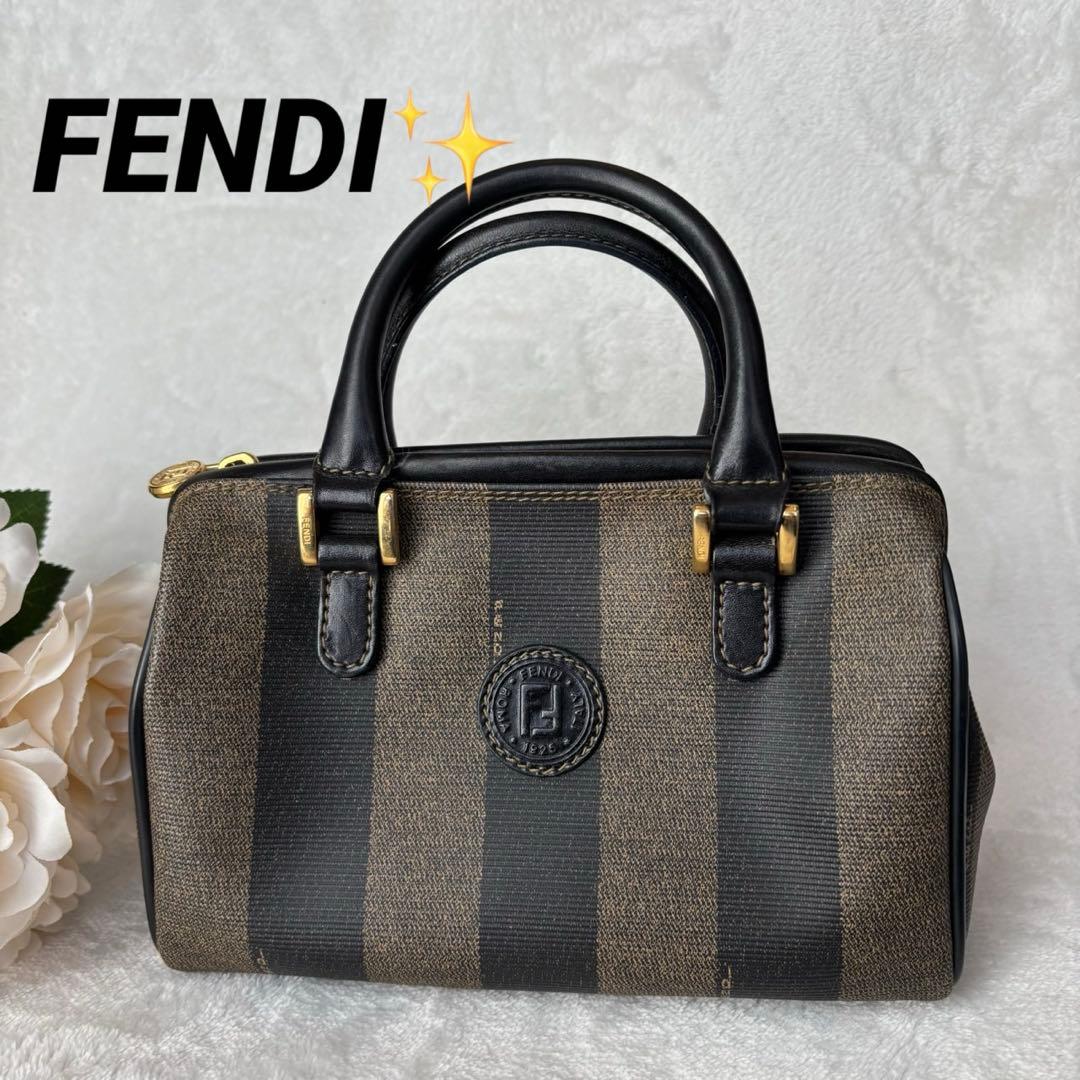 【美品】フェンディ ハンドバッグ マイクロ ミニボストン ペカン PVC レザー