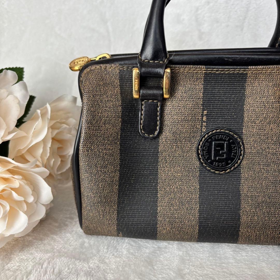 【美品】フェンディ ハンドバッグ マイクロ ミニボストン ペカン PVC レザー