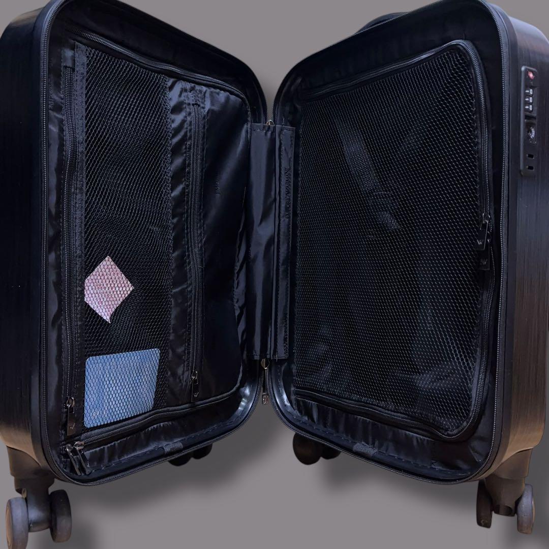 エンポリオアルマーニ ビッグロゴ キャリーケース ヘアライン柄 シルバーグレー