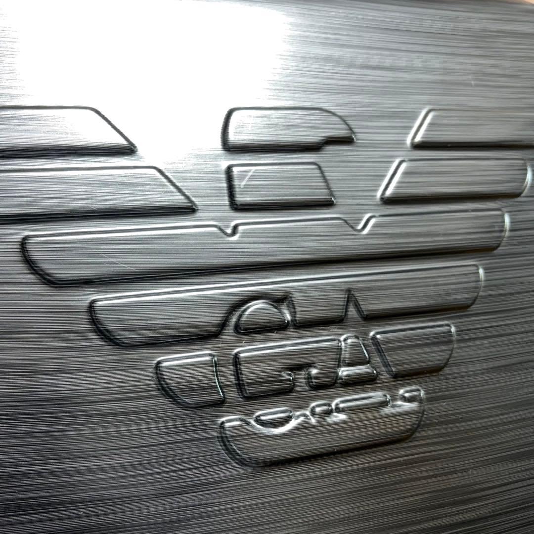 エンポリオアルマーニ ビッグロゴ キャリーケース ヘアライン柄 シルバーグレー