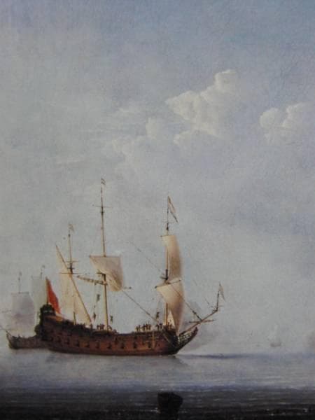 ウィレム・ファン・デ・フェルデ、静かな海に浮かぶ戦艦、希少画集画、新品額装付