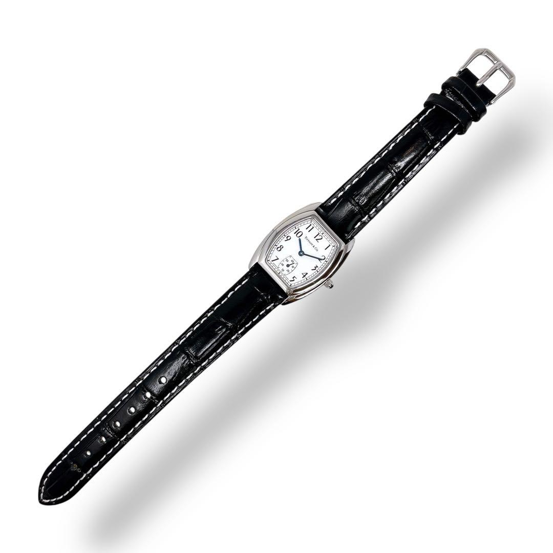 ティファニー クラシック トノー スモセコ 革ベルト ホワイト レディース 時計