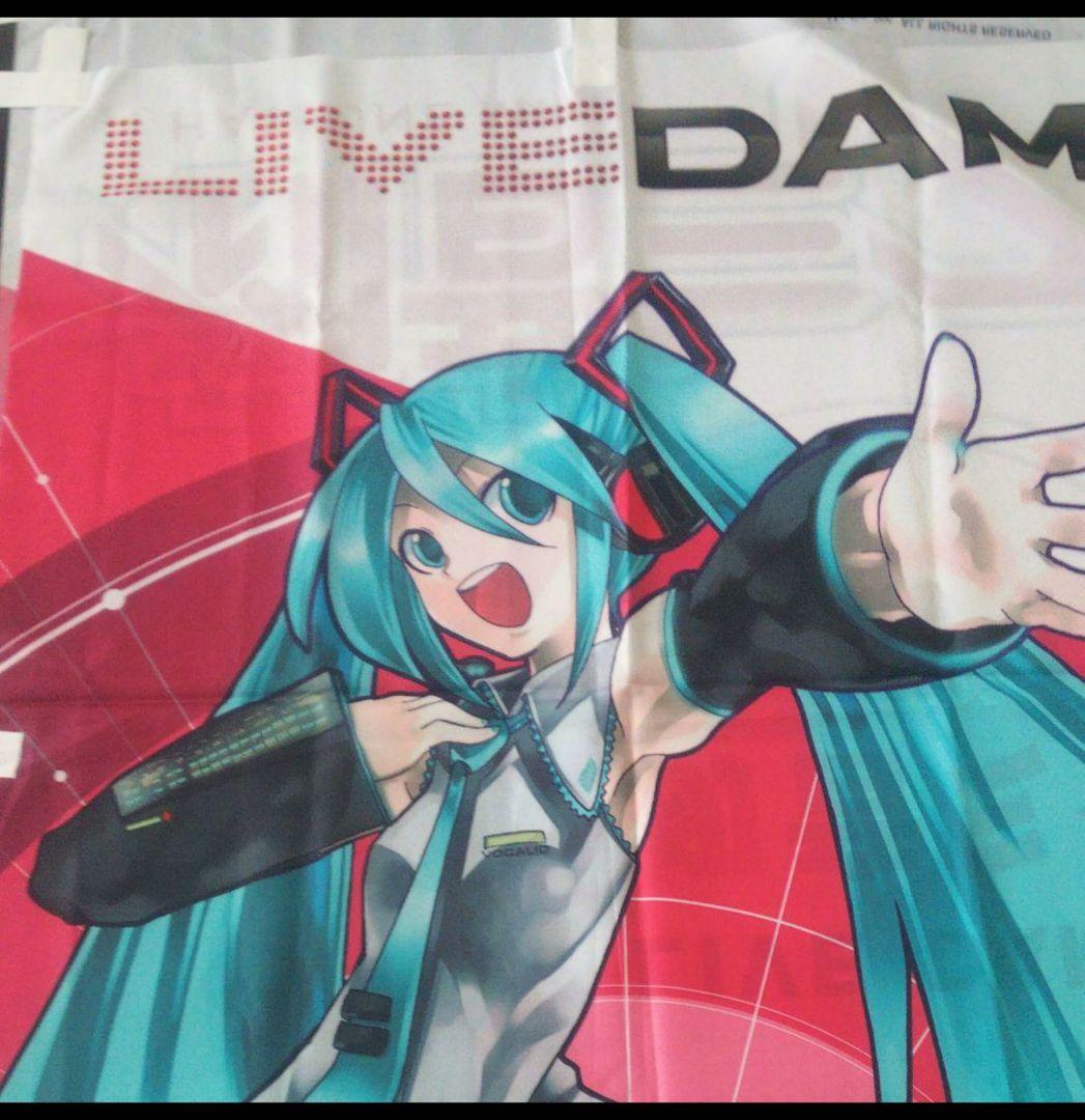 初音ミク 3Dポスター(水着、額縁入り)２枚セット+旗(壁掛けタペストリー)１枚