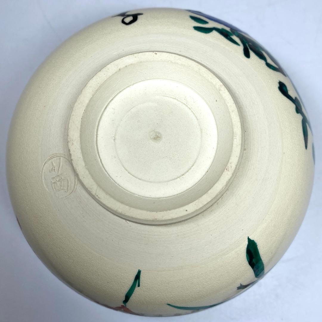 ☆茶3茜窯　千澄子画　秋草　茶碗　箱付　直径13cm 東N7-1026③