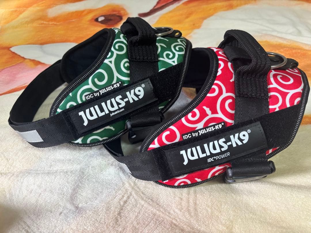 JULIUS-K9 ハーネス 緑 赤 2個セット サイズ0 中古
