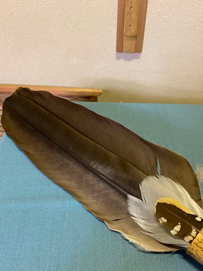 茶道具/座箒 竹皮持手 掴み羽箒 裏千家