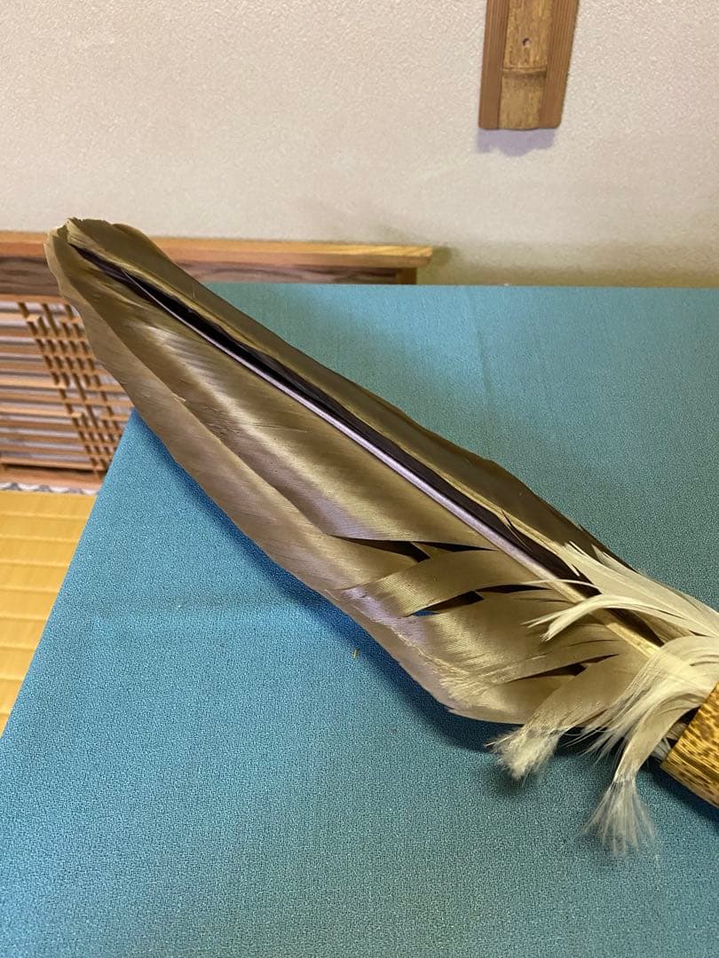 茶道具/座箒 竹皮持手 掴み羽箒 裏千家
