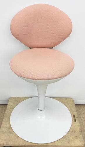 【P1】sakaya 患者用チェア 布張り 背付 円盤脚 座面回転