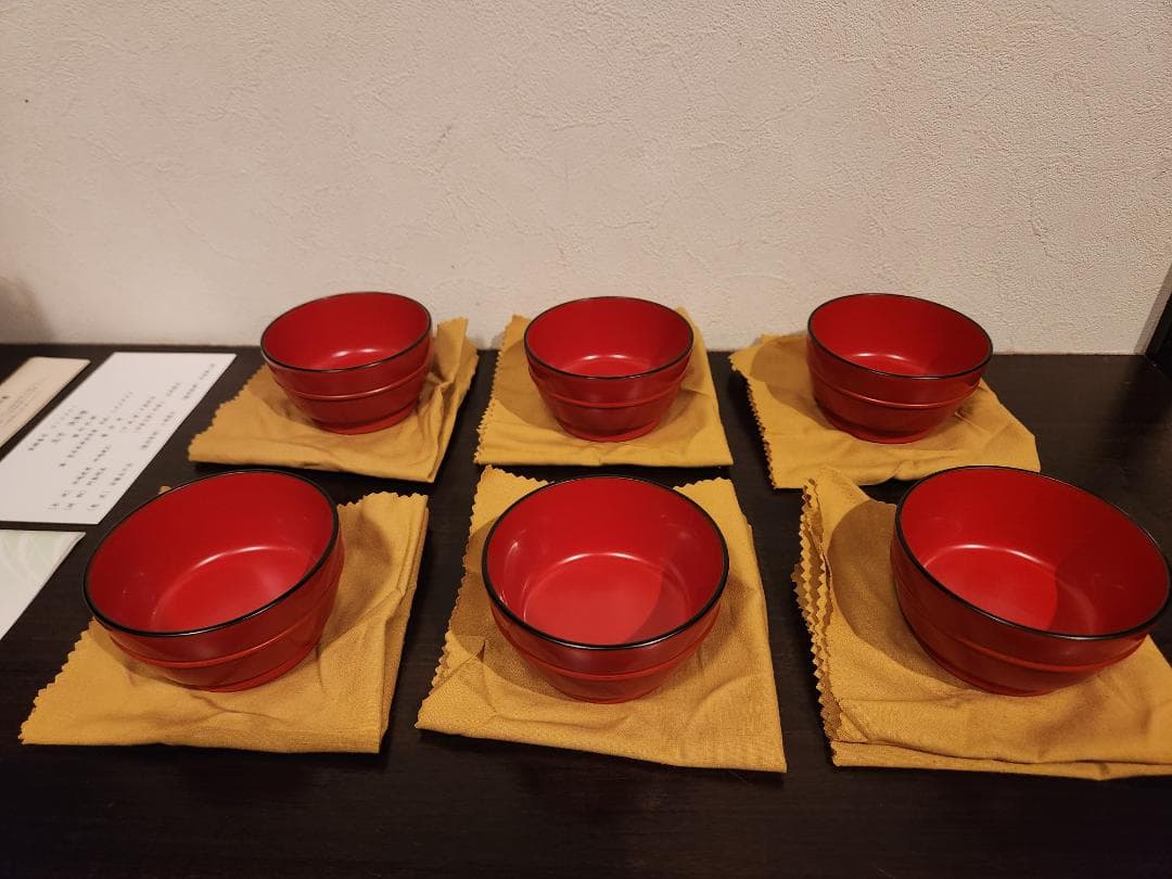 輪島塗善仁　洗朱塗 豆子六客