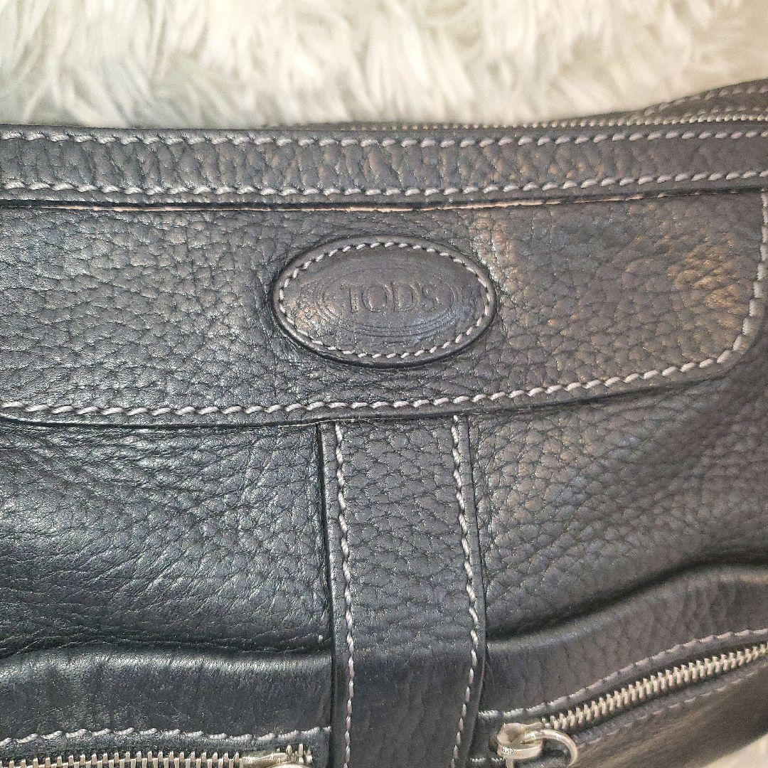 ⭐べるふぉん⭐TOD'S ハーフムーン ショルダーバッグ シボ革 ブラック