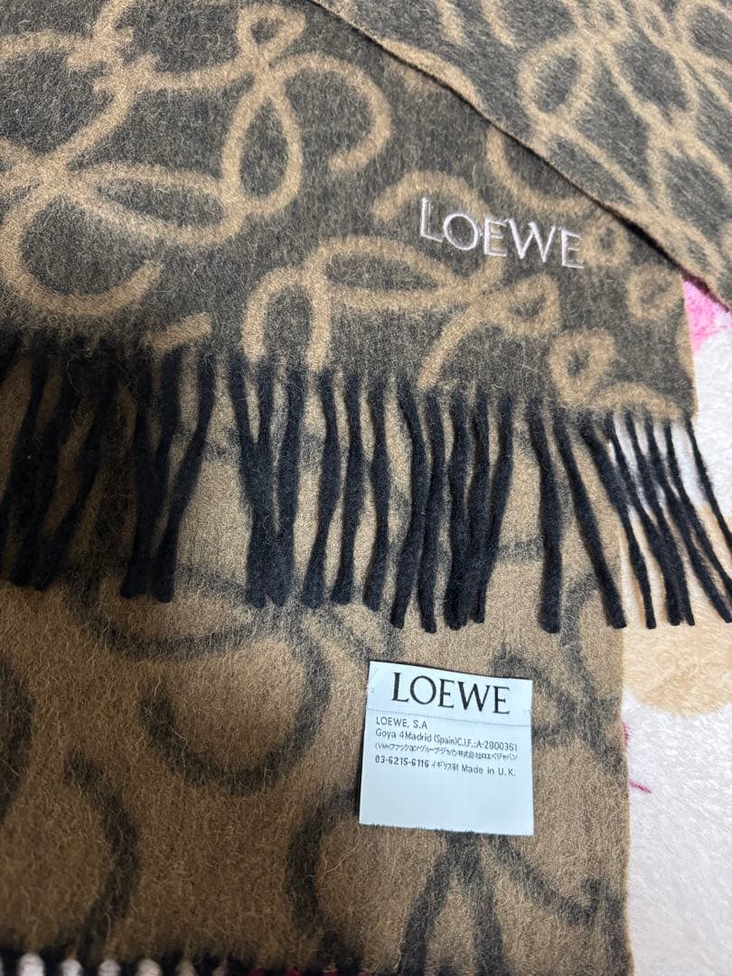 LOEWE ウールカシミヤマフラー ベージュ