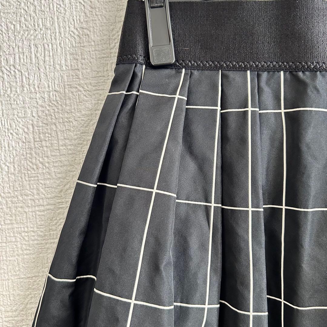 【LANVIN】グラフチェック柄ロングフレアスカート