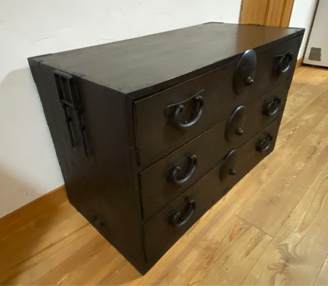 欅の玉杢が美しい骨董箪笥　アンティークチェスト