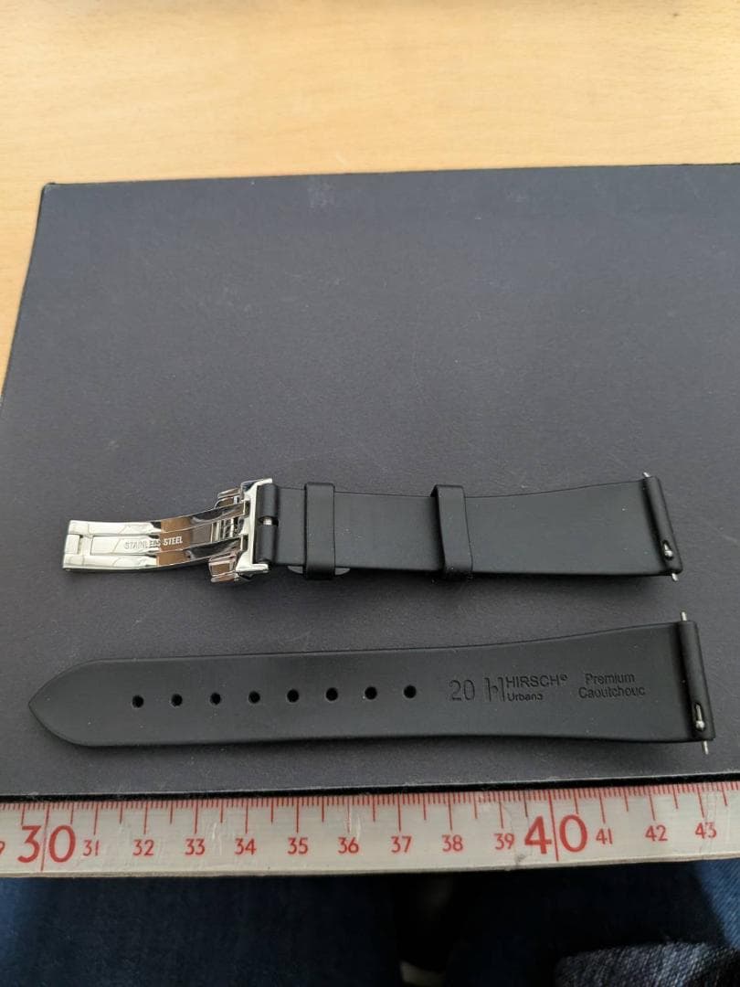 HIRSCH 時計替えベルト　20mm　ラバー　ブラック　黒　②